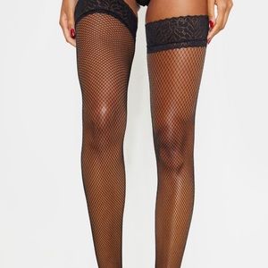 Black Lace Top Fishnet Hold Ups